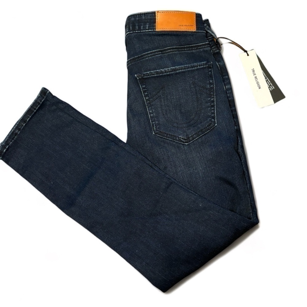 TRUE RELIGION HALLE SKINNY DARK DENIM HIGH RISE CAPRI JEANS SIZE 27 NWT